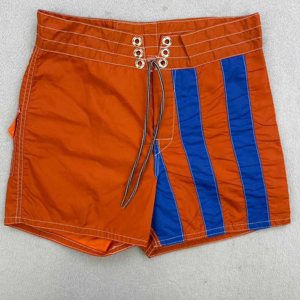 Birdwell Beach Britches Board Shorts Mens 27 Orange Stripe Vintage Surf Trunks